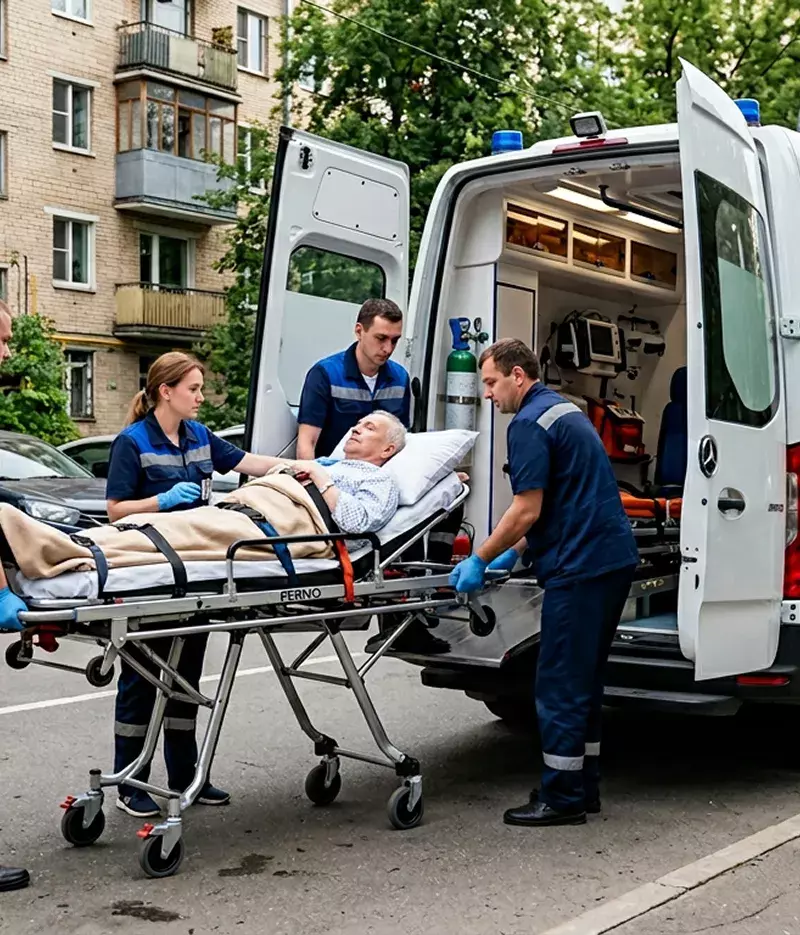 Перевозка парализованного скорой помощью